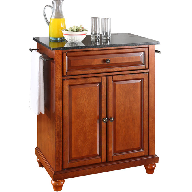 Three Posts™ Hedon 31'' Wide Rolling Kitchen Cart with Granite Top